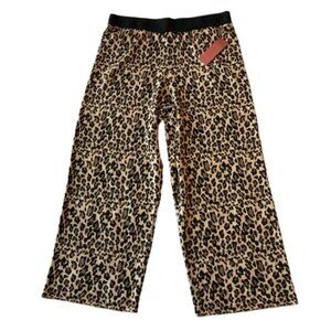 Love Scarlett Animal Print Knit Lounge Pants Wide Leg Women's Large L Cashew NWT